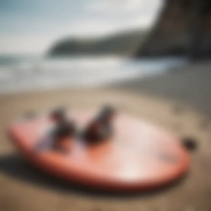 High-quality skimboarding gear laid out on the beach