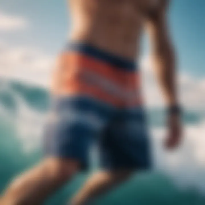 A vibrant collection of stylish board shorts in various patterns and colors.