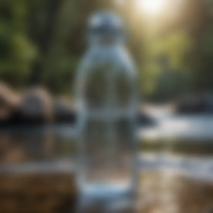 A close-up view of a clear water bottle filled with fresh water, symbolizing hydration.