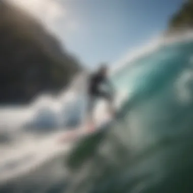 Riding the Wave with Electric Power Surfer enjoying a ride on a battery-powered surfboard