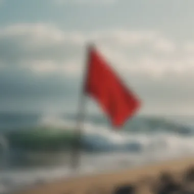 Close-up of red flag indicating dangerous swimming conditions