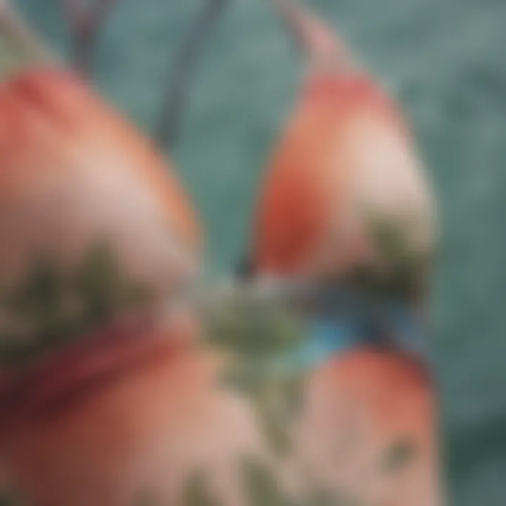 Close-up of sustainable materials used in Billabong bathing suit tops