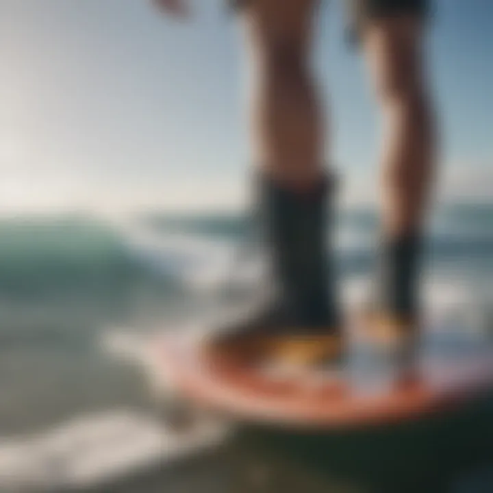 Surfboard with fitted boots demonstrating optimal fit and comfort