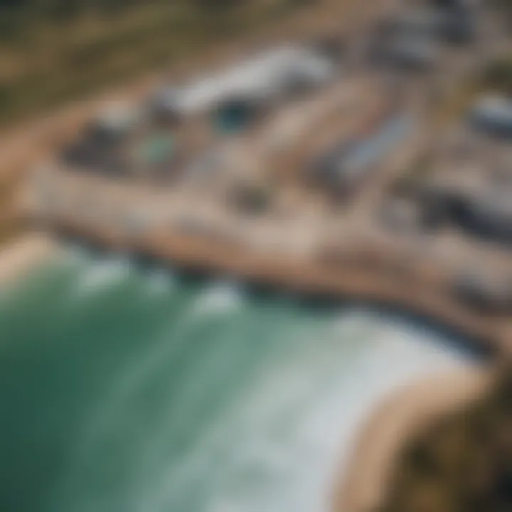 Aerial view of BSR Surf Ranch showcasing its expansive wave pool.