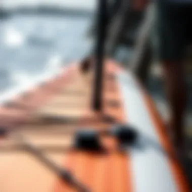 Key Features of Paddle Boards Close-up of essential features of a paddle board, highlighting design and materials
