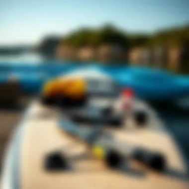 Maintenance Tips for Paddle Boards A well-maintained paddle board with tools and products for upkeep