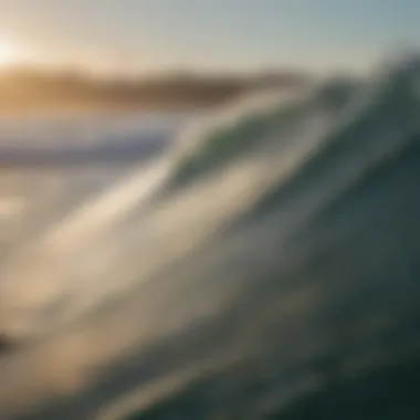 Close-up of a surfboard against the ocean backdrop