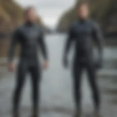 Visual comparison of various wetsuit designs for cold water