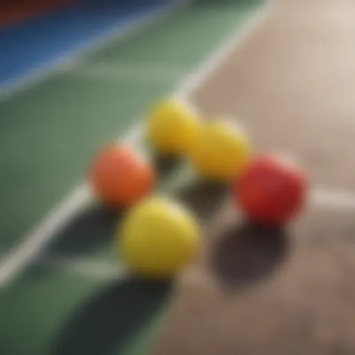 Paddleball set laid out on a court