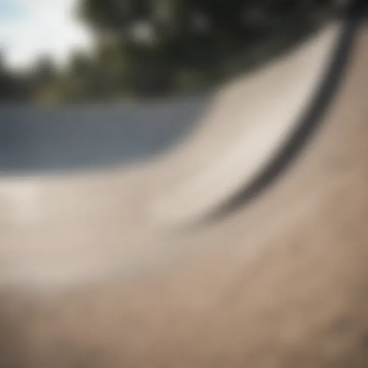 A completed quarter pipe in an outdoor skate park setting