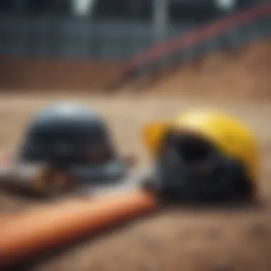 Safety gear laid out next to a quarter pipe for riders