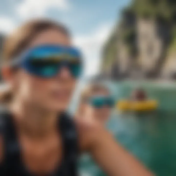 Adventurers wearing Costa Isla sunglasses during water sports activity