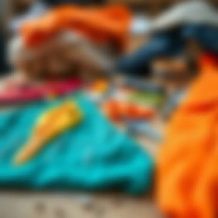 Materials for kite-making laid out