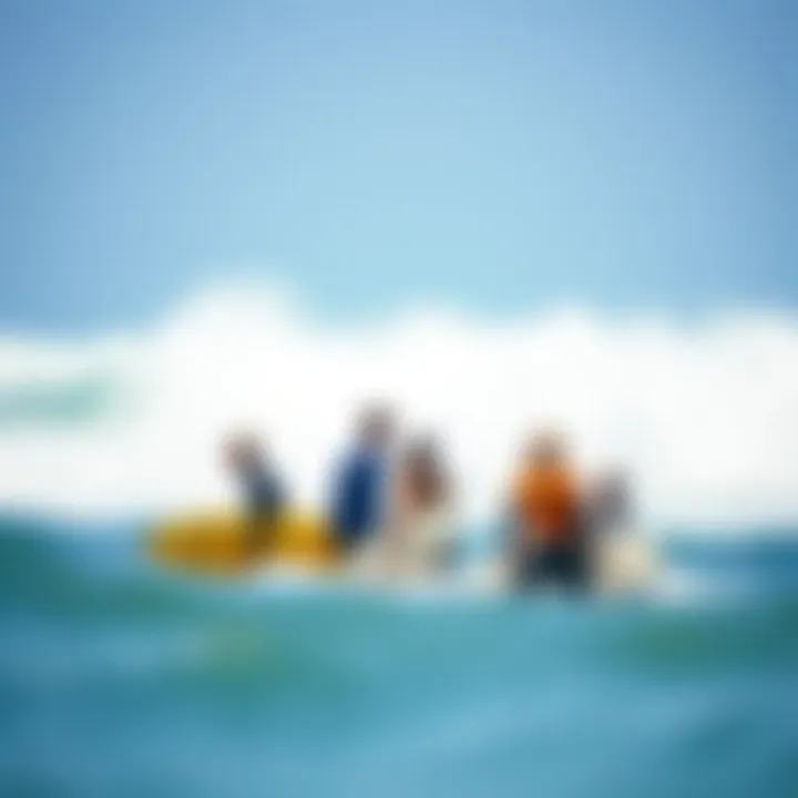 Group of surfers enjoying a lesson together