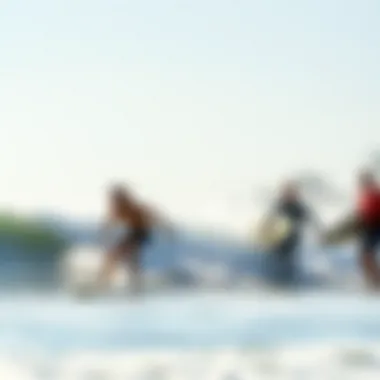 Surfers catching waves at Doheny Beach