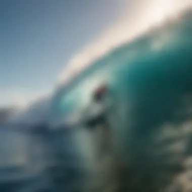 Surfer riding a wave at a renowned beach