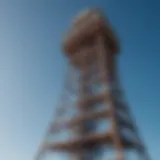 A stunning view of a big air tower against a clear blue sky