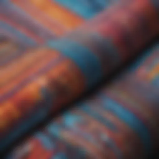 Close-up of Billabong custom boardshort fabric showcasing vibrant patterns.