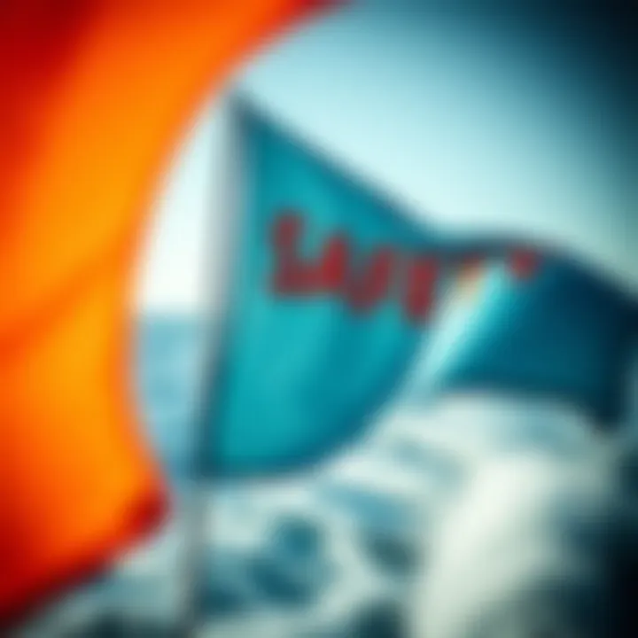 Close-up of a safety flag used in water activities