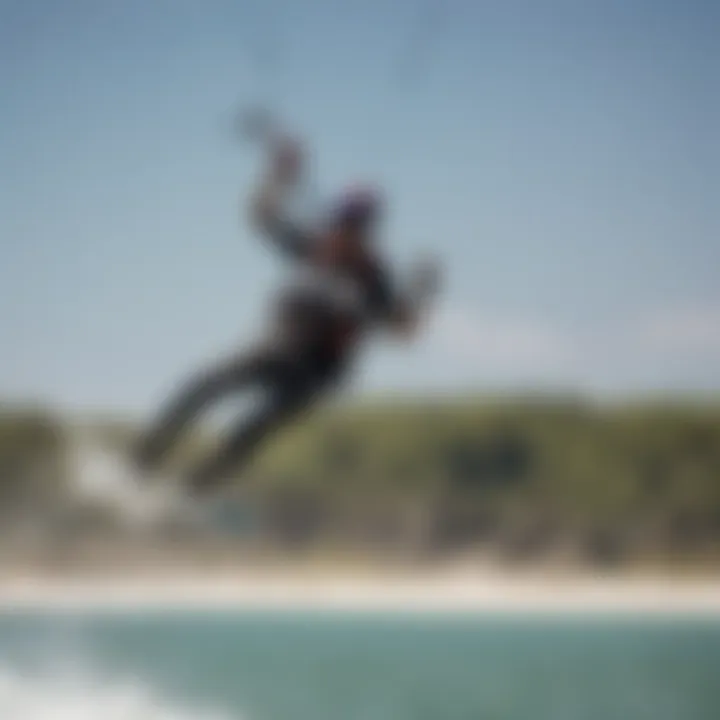 Kiteboarder performing a trick with Fone kite