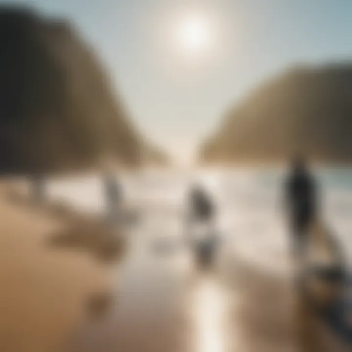 Group of surfers enjoying a sunny day at the beach