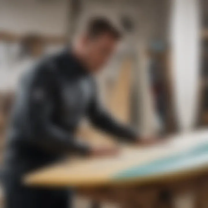 Workshop showing the surfboard shaping techniques