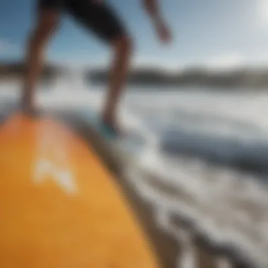 Close-up of cutting-edge lift surfing gear on the beach