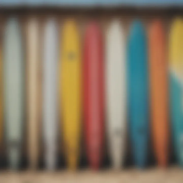 A vibrant surfboard display, reflecting the diversity of surfing culture.