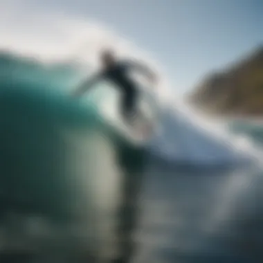 A captivating view of surfers riding waves, capturing the thrill of the sport.