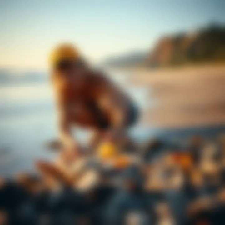 Beachcomber discovering treasures on the shore