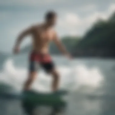 Athlete wearing North Shore shorts while engaging in watersports.