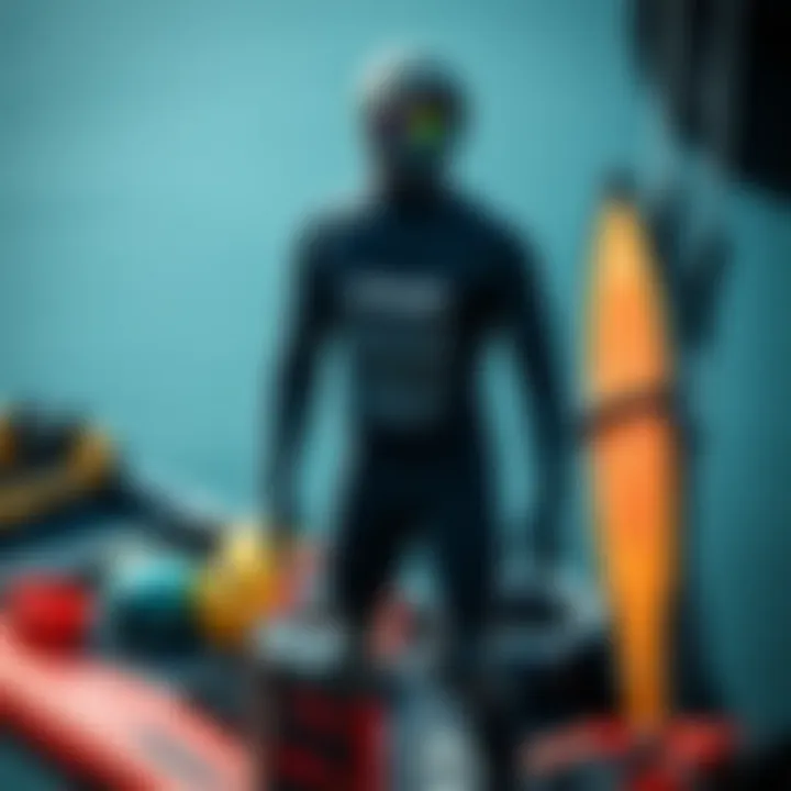 O'Neill Hyperfreak Shorty wetsuit among various watersport gear