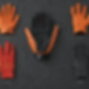 Comparison chart of different O'Neill surf glove models highlighting features