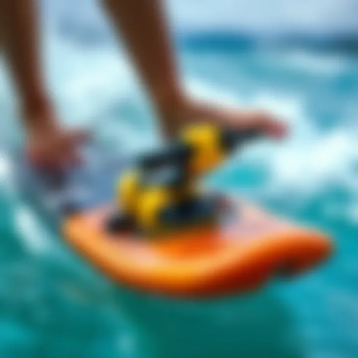 A close-up of safety features integrated into remote control surfer toys