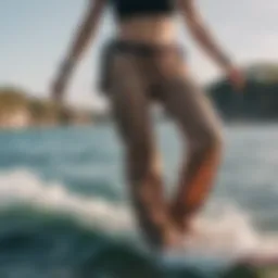 Roxy flowy pants in action during a water sport event