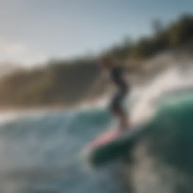 User riding a self-propelled hydrofoil surfboard, showcasing the experience