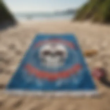 A beach setting showcasing the Slowtide Grateful Dead towel in use.