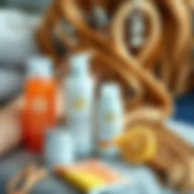 Post-Lightening Care Essentials Aftercare products laid out next to freshly lightened hair