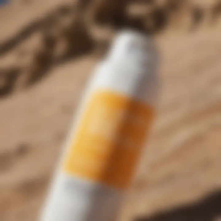 Close-up of a sunscreen bottle highlighting oxybenzone ingredient