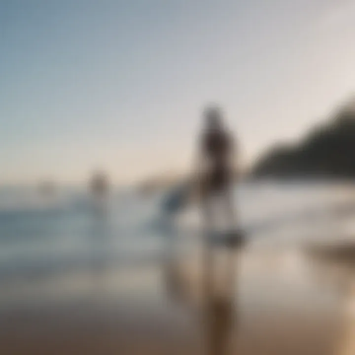 A group of surfers practicing their skills on the beach before hitting the waves.