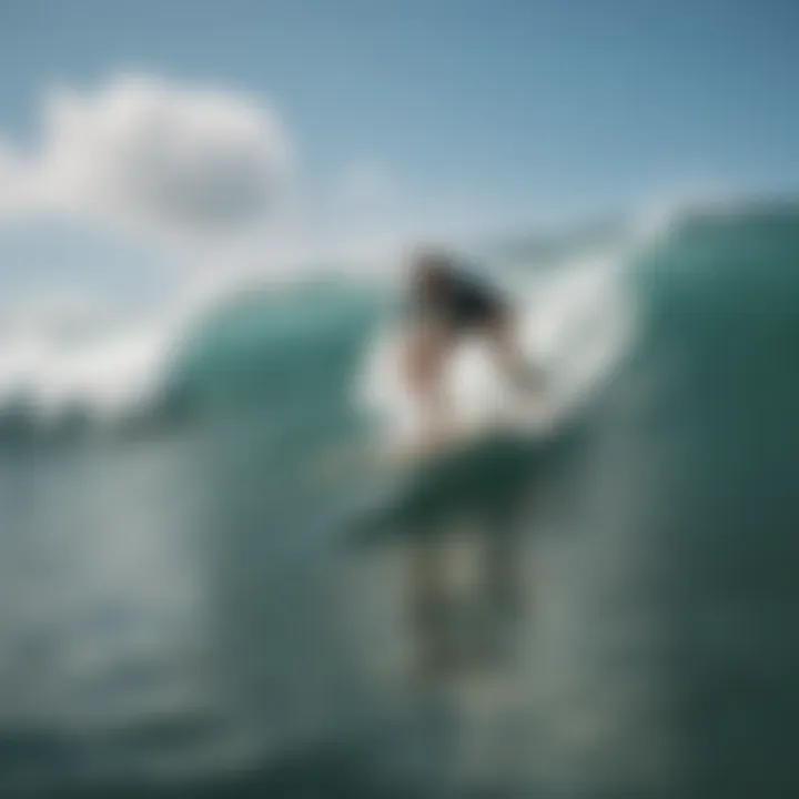 Local surf school with students practicing