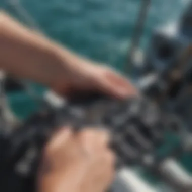 Essential Maintenance for Sailing Harness Maintenance tips illustrated with a sailing harness and tools