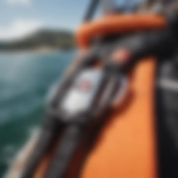 Close-up of safety features in a high-quality sailing harness