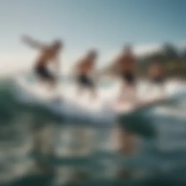 A group of water sports enthusiasts enjoying the waves