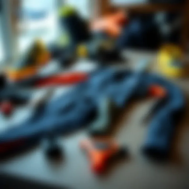 Maintenance tips for wetsuits laid out on a table
