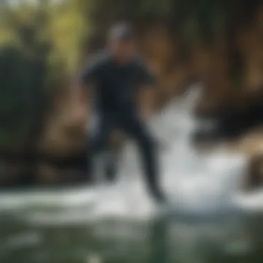 Dynamic action shot of Billabong Free Fall Pants in use during a water activity