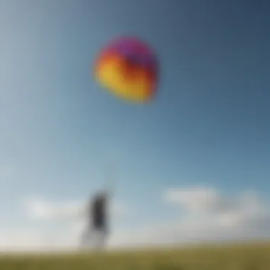 Joyful Kite Flying Experience A scenic outdoor location with kites flying high in the sky, illustrating the joy of kite flying