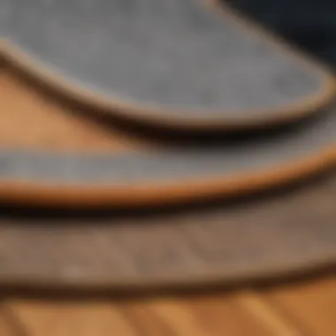 Close-up of different materials used in cruiser board decks, highlighting texture and durability