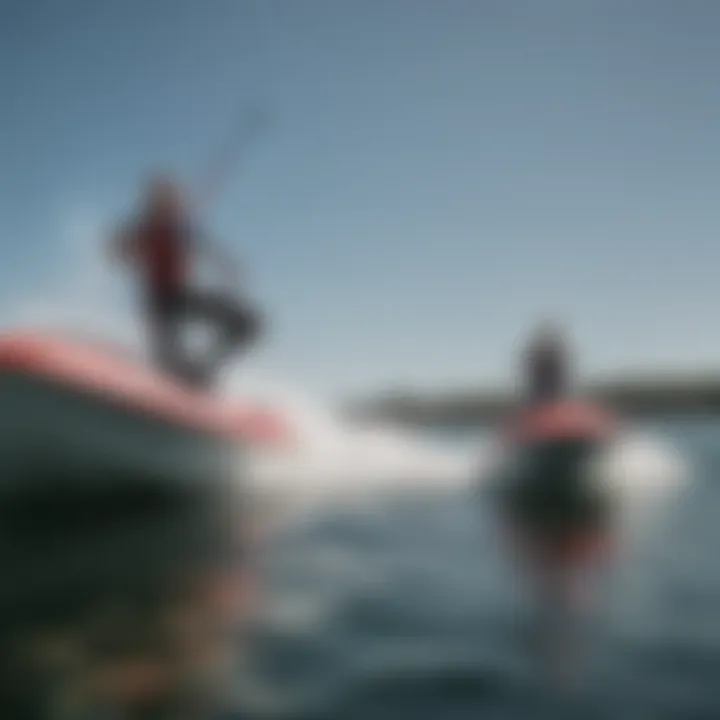 An athlete maneuvering a double ender in a competitive watersport event, demonstrating its performance capabilities.