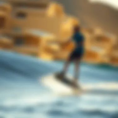 Dynamic shot of a rider effortlessly gliding on an e-board longboard